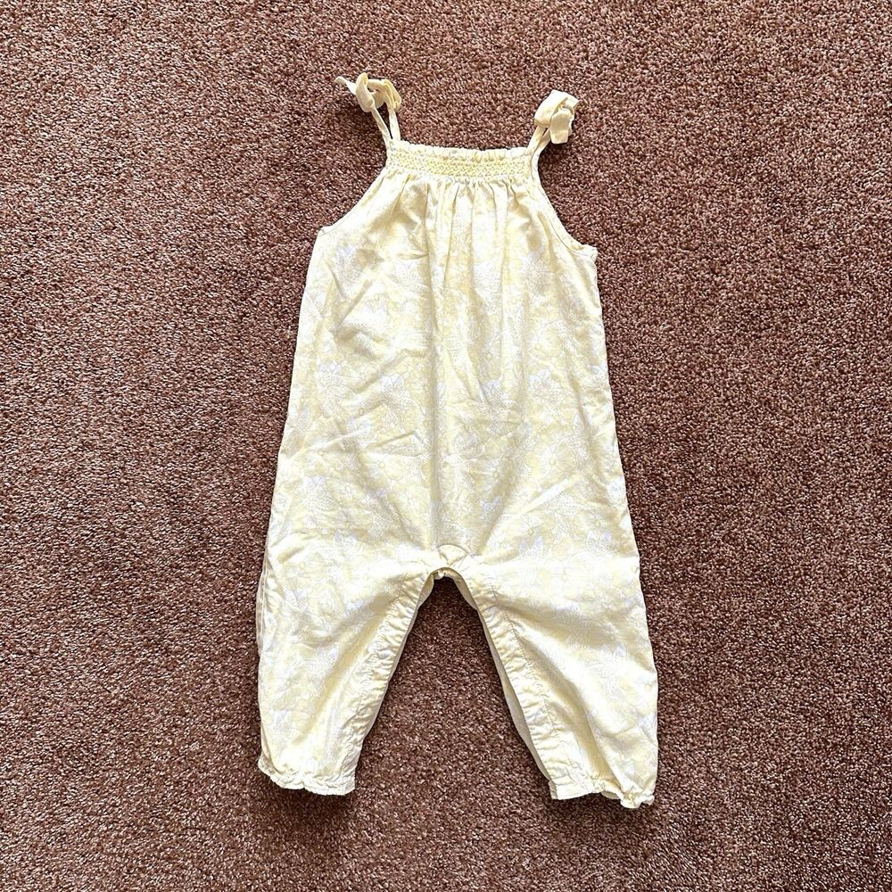 Janie & Jack Baby Girls Sleeveless Jumpsuit Romper  Size 12-18 Mo Floral Yellow